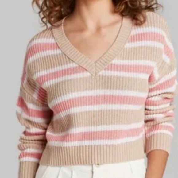 Wild Fable Striped Vneck sweater - Picture 1 of 6
